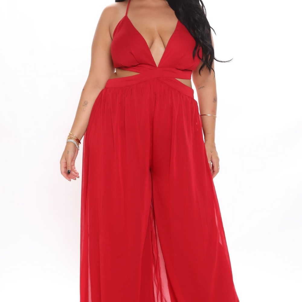 Red Mykonos Flowy Jumpsuit- FashionNova